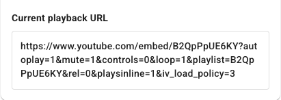 Current playback URL for a YouTube video with autoplay and loop settings.